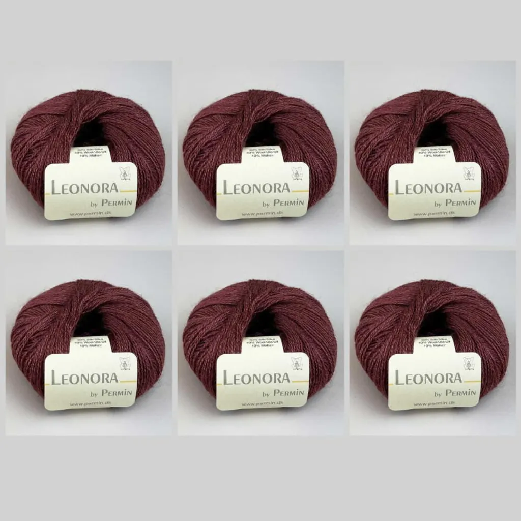 6x Leonora par Permin - Fil de soie, laine et kid mohair (33 rouille)