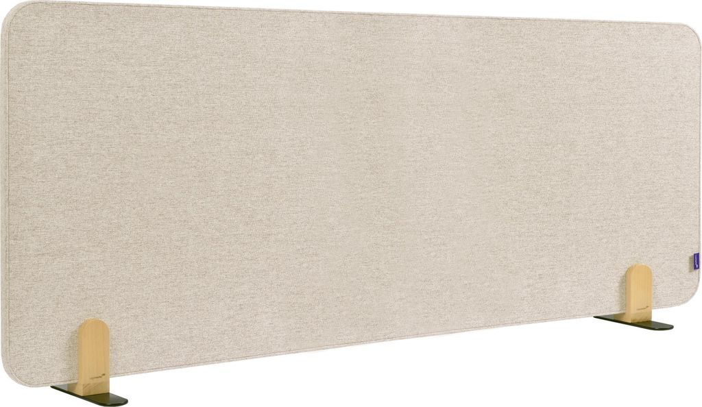 Tischtrennwand akustik Pinboard - 60 x 160 cm, beige, Halterungen