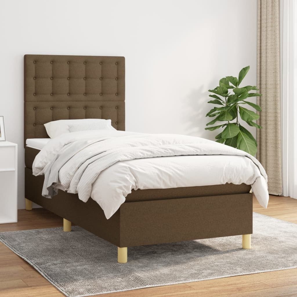 Maison Exclusive - Boxspringbett mit Matratze Dunkelbraun 90x200 cm Stoff