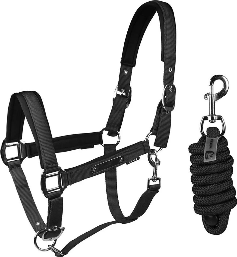 Ensemble Licol et Longe Noir Full Horka pour Transport et Pansage