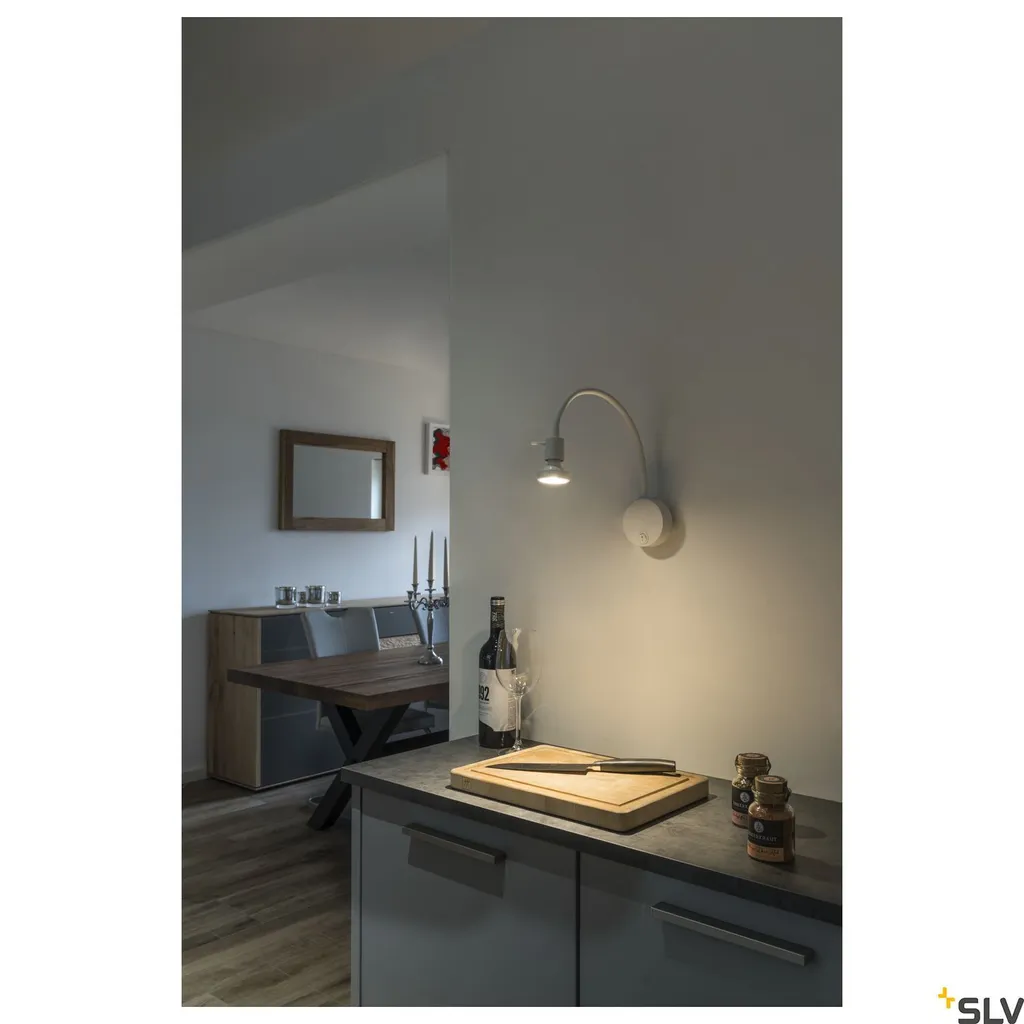 Faretto Parete Dio Flex GU10 Bianco Braccio 40cm con Interruttore - 4