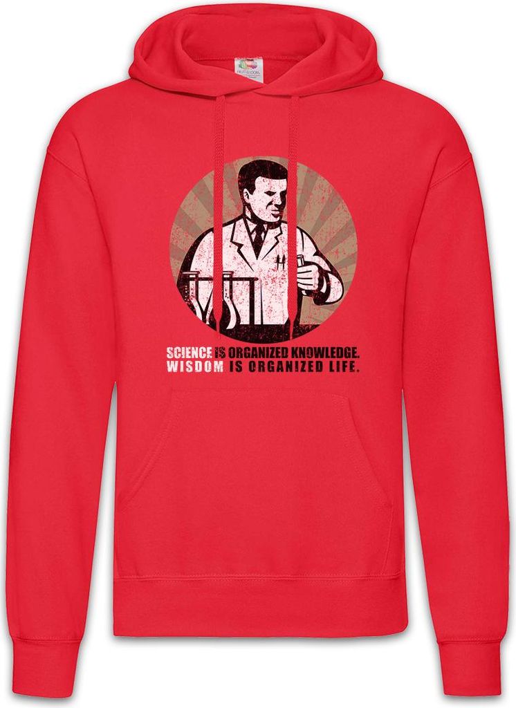 Urban Backwoods Science Is Organized Knowledge, Herren Hoodie, Farbe: Rot, Größe: M
