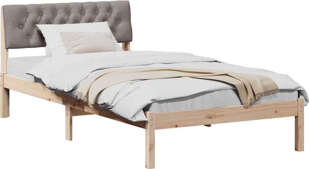 Bettgestell Braun und Taupe 100 x 200 cm Massivholz Kiefer