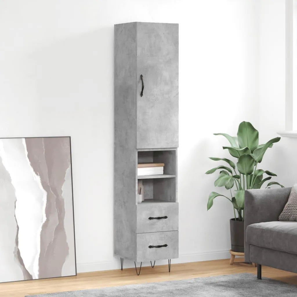 Mobile Colonna vidaXL Grigio Cemento 34,5x34x180 | Dispensa Stretta