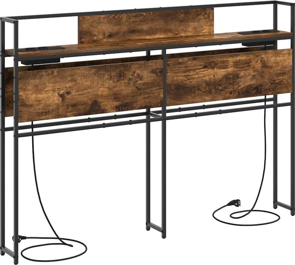 Stauraum-Kopfteil mit Regal Räuchereiche 140 cm Holzwerkstoff