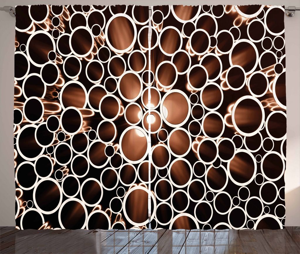 ABAKUHAUS industriell Rustikaler Vorhang, Runde Rohre 3D-Stil, Wohnzimmer Universalband Gardinen mit Schlaufen und Haken, 280 x 225 cm, Dunkelbraun...