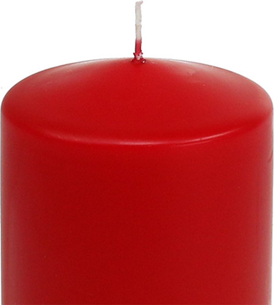 Stumpenkerze Rot 120x80mm 6er-Set - Tischdeko, Weihnachten, Advent, Muttertag, Sicherheits-Folie, 6 Stück