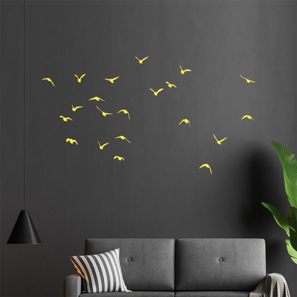Vogelschwarm Wandtattoo in 6 Größen - Wandaufkleber Wall Sticker - Dekoration, Küche, Wohnzimmer, Schlafzimmer, Badezimmer