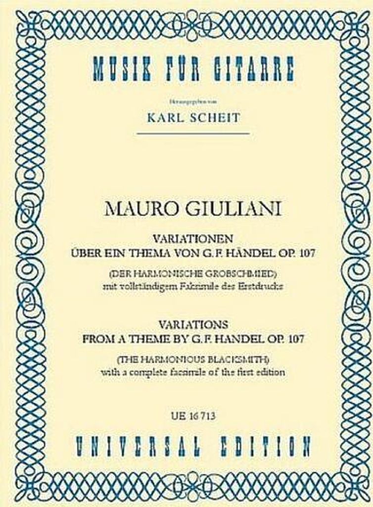 Variationen über ein Thema von G. F. Händel "Der Harmonische Grobschmied" op. 107 für Gitarre