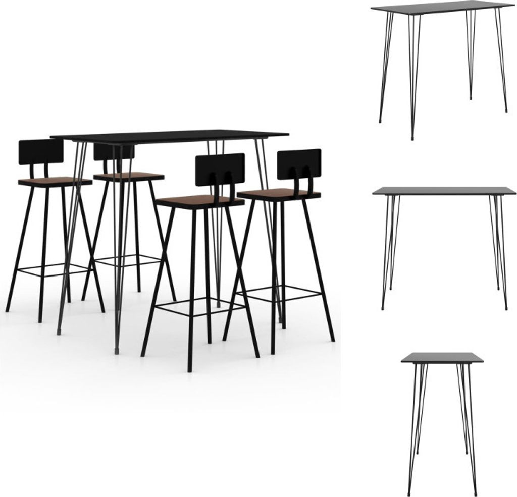 vidaXL 5-tlg. Bar-Set Schwarz - Essgruppen