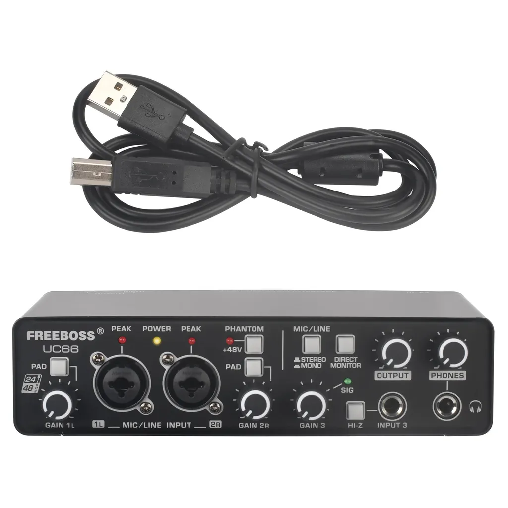 Interface audio pour Podcast et Streaming FREEBOSS UC66 3 entrées USB