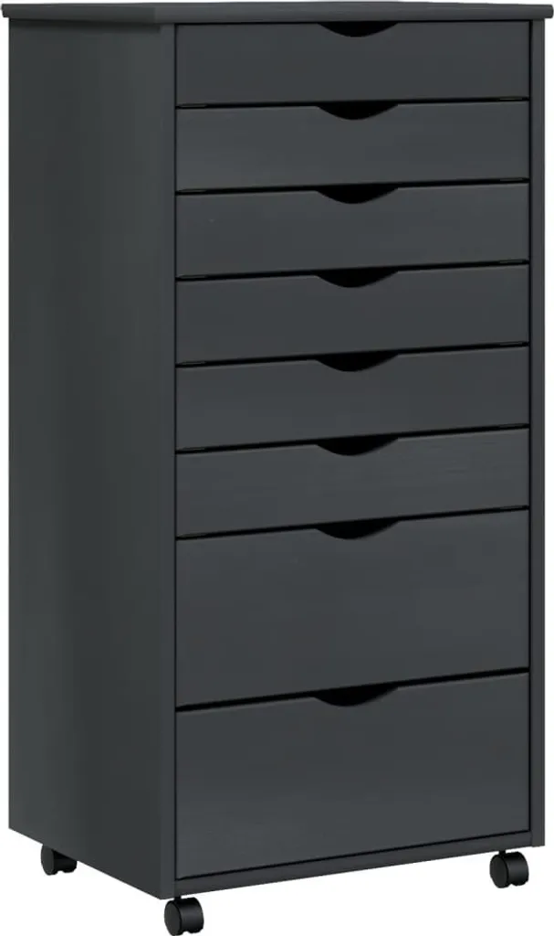 Meuble de rangement MOSS en Pin massif gris avec tiroirs coulissants