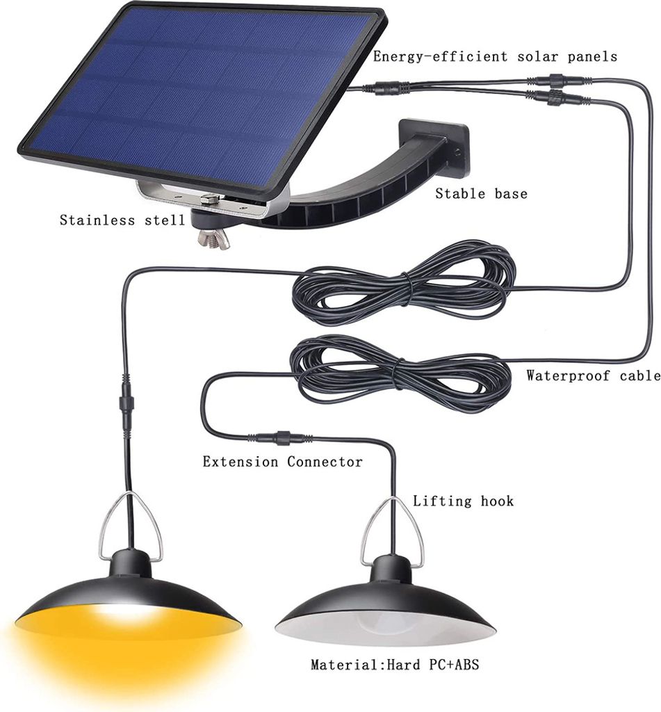 warmweiß-1 Solarpanel auf 2 Lampe-DDP LED Solar Produktbild 12