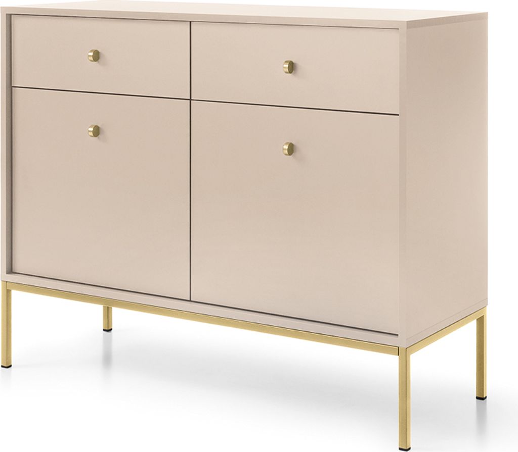 Sideboard 104cm in beige, Fußgestell schwarz, MALAGA-160