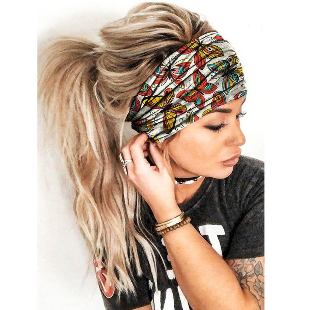 Damen Stirnband Turban Haarband Breit Sport Yoga Elastisch Schweißband Kopfband 