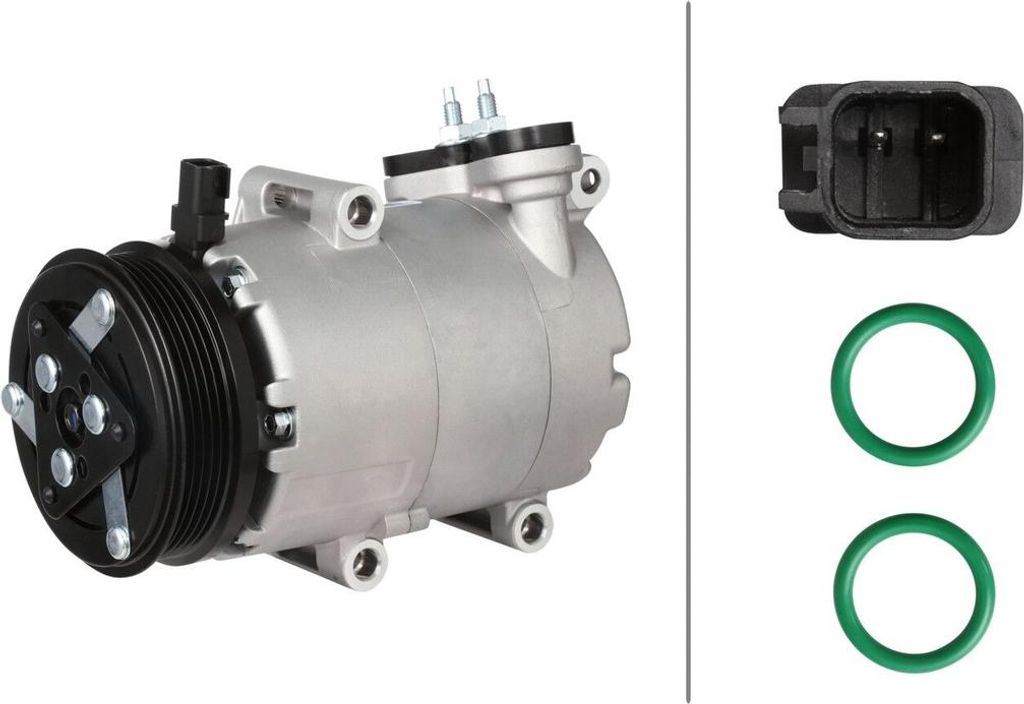 Klimakompressor 12 V Ø 108 mm HELLA Thermo-Expertise passend für u.a. FORD FOCUS