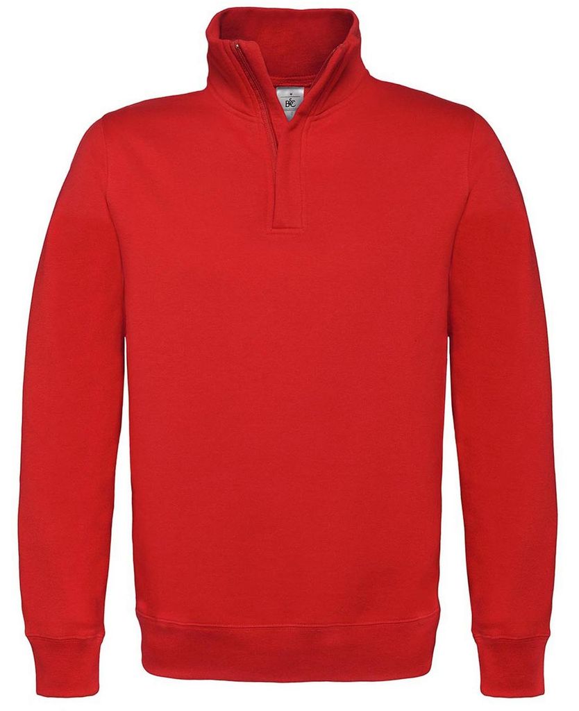 B&C - "ID.004" Sweatshirt mit kurzem Reißverschluss für Herren FK2518 (S) (Rot)