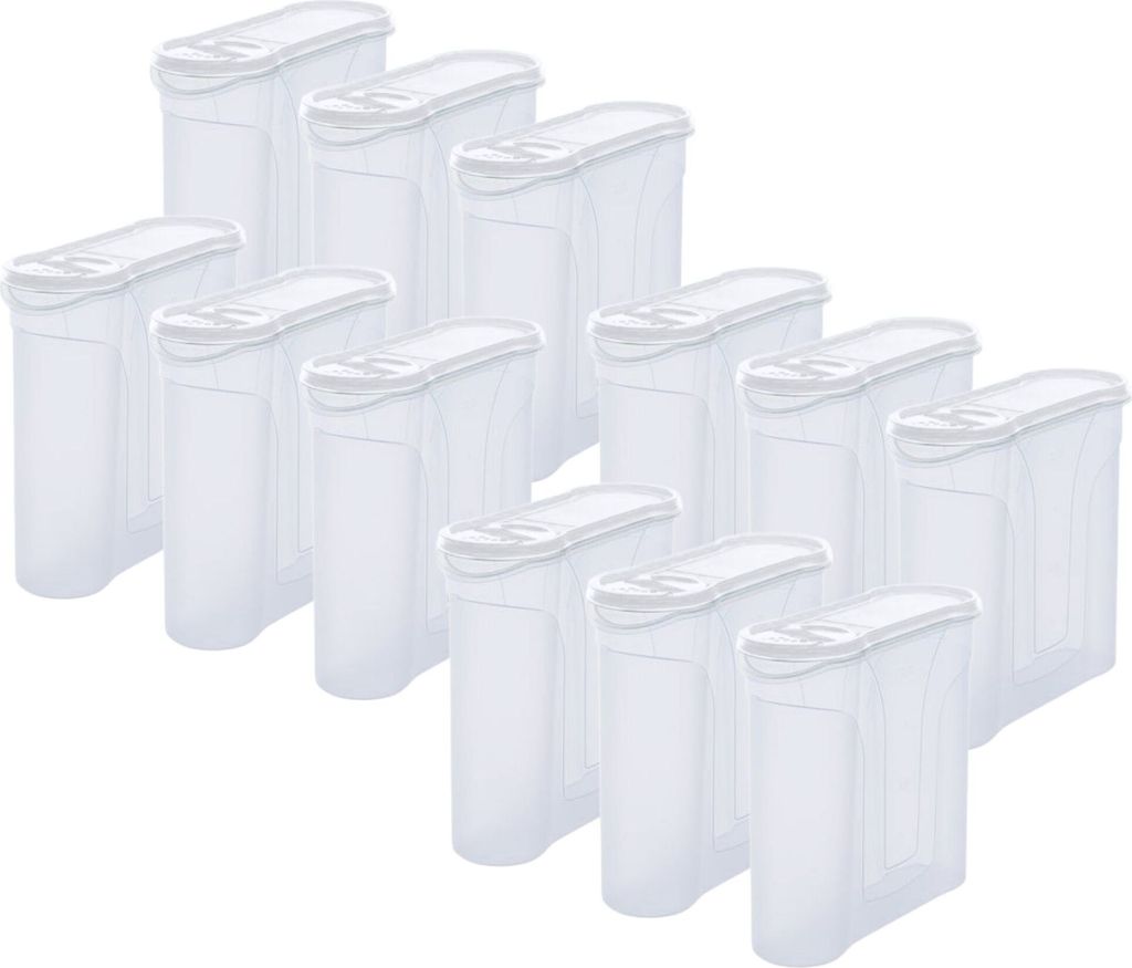 Novaliv Schüttdosen 12er SET Vorratsdose zum Streuen 2,4 Liter - Maße (LxBxH): 22 x 21 x 8,5 cm - Dose mit Deckel 2l für Müsli Mehl Zucker Dose...