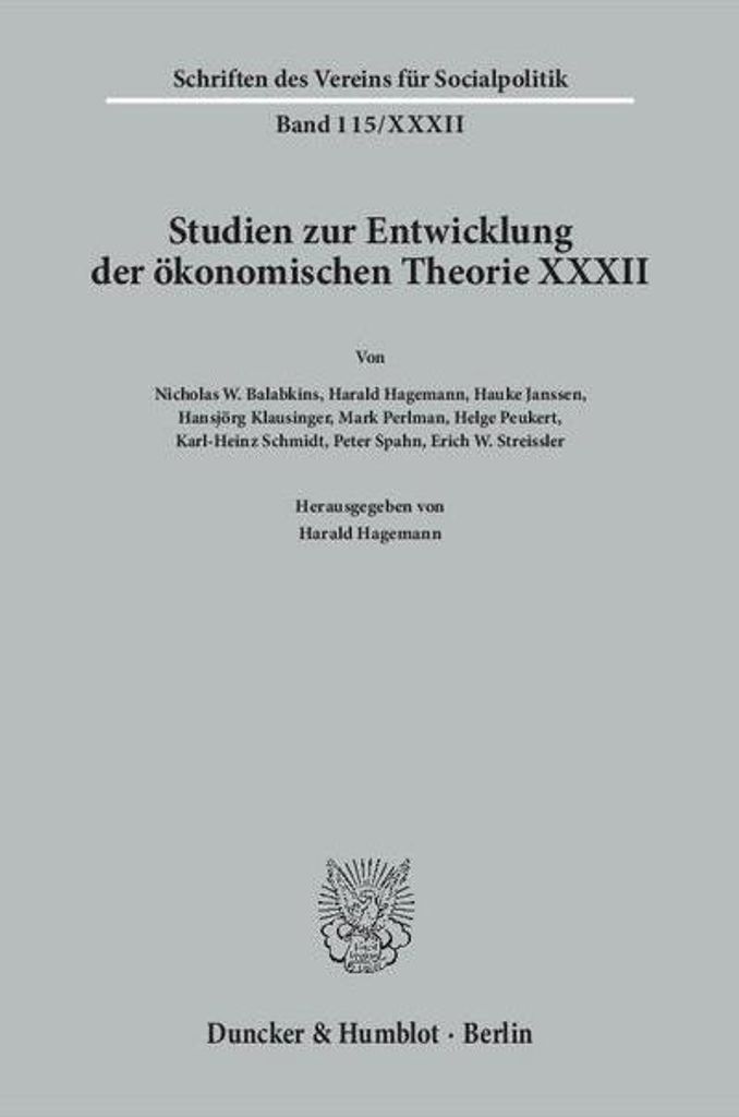Studien zur Entwicklung der ökonomischen Theorie XXXII. German Influences on American Economic Thought and American Influences on German Economic ...