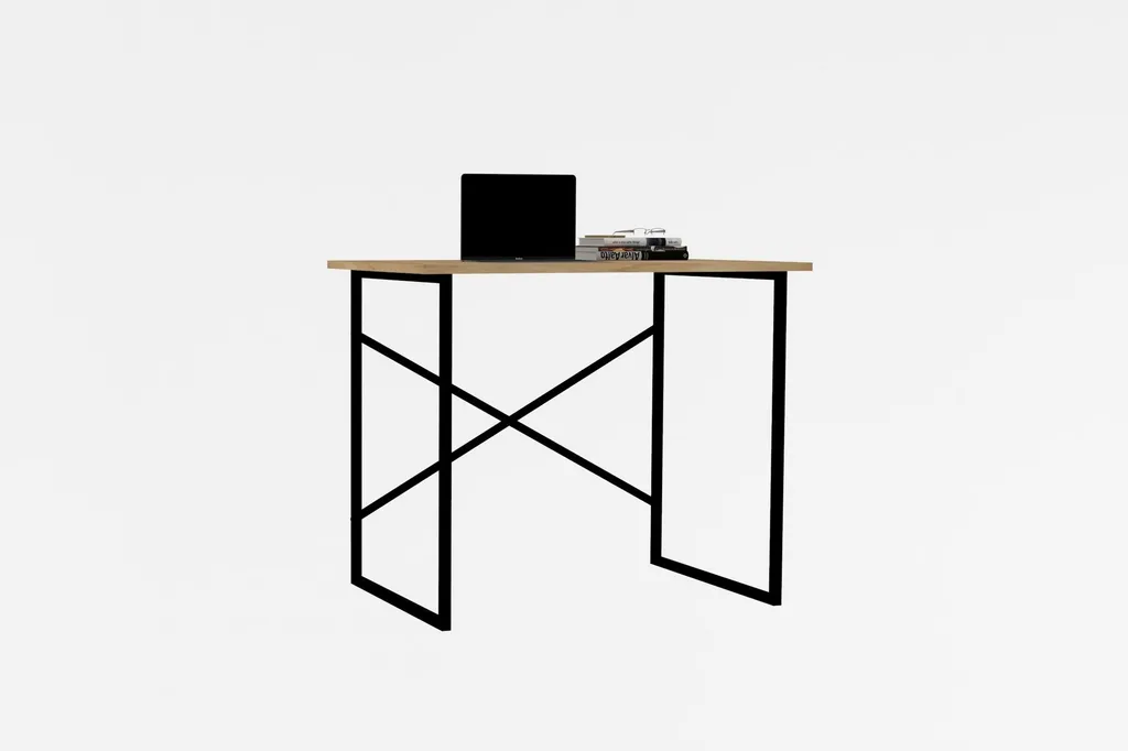 Bureau informatique en bois de chêne - Table compacte 90x56 cm