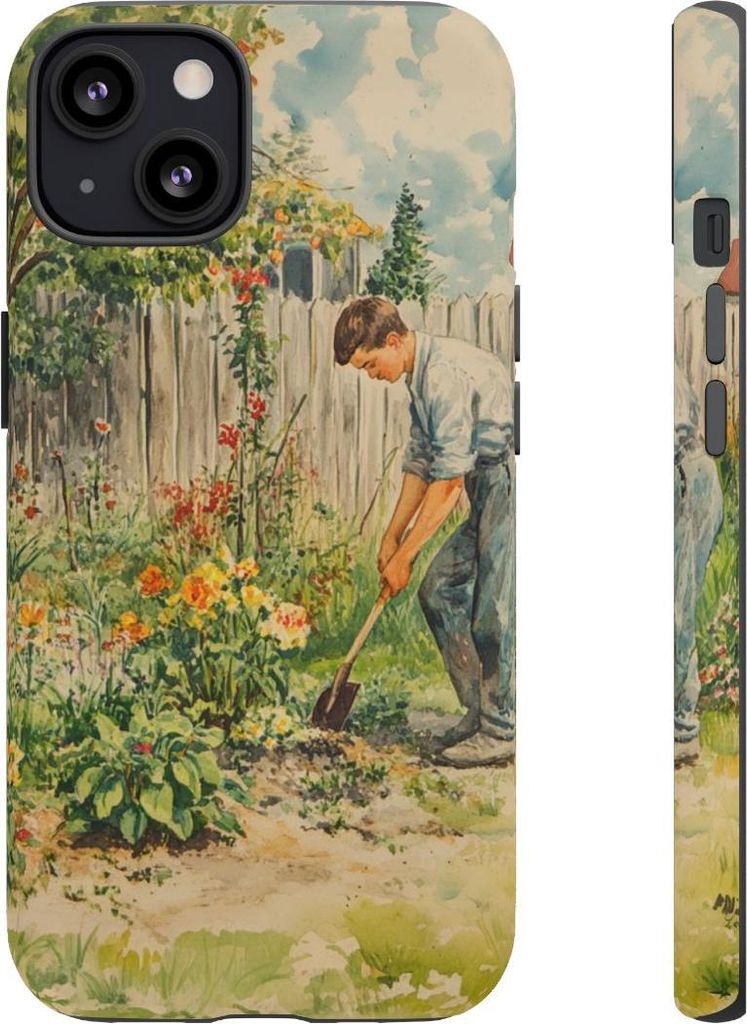 Gärtner bei der Arbeit im Blumenbeet – Hülle Kompatibel mit iPhone 13