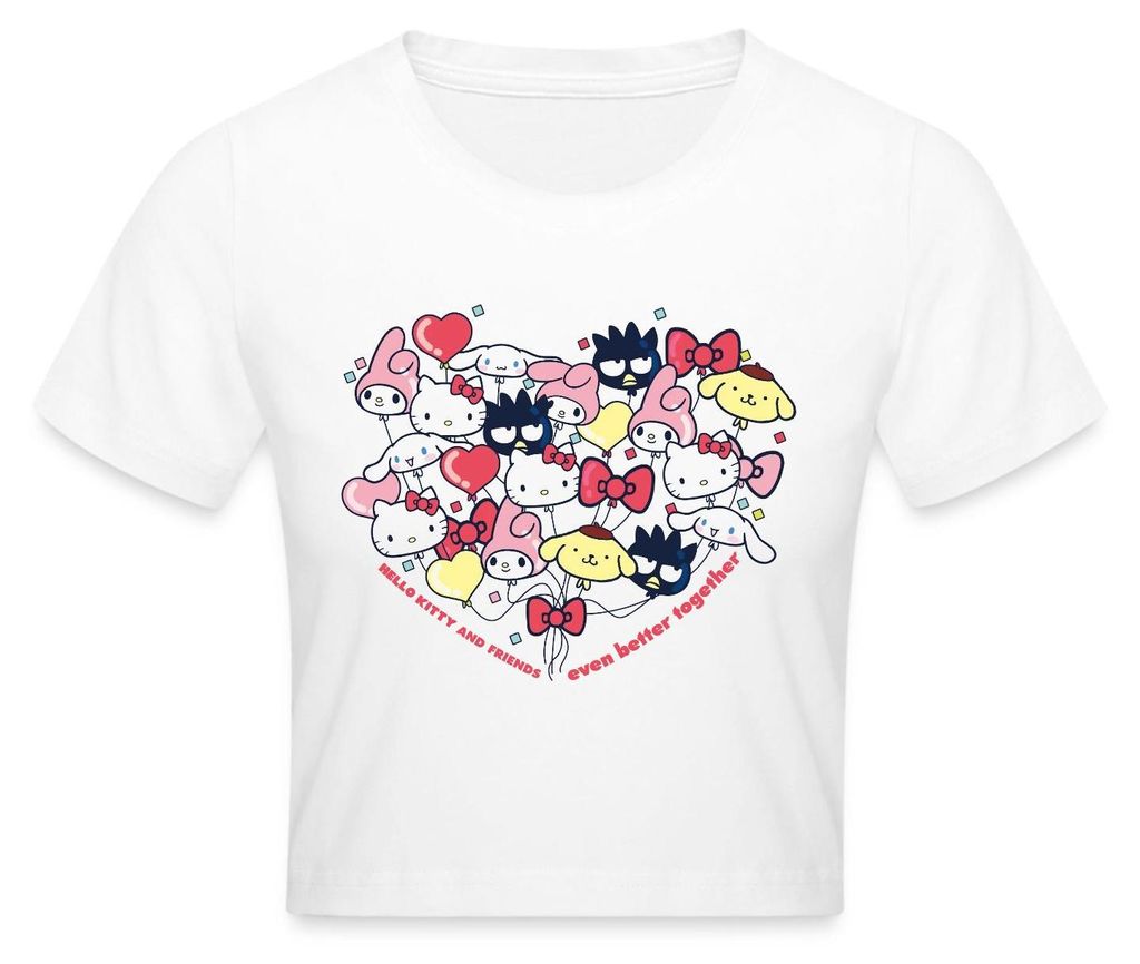Spreadshirt Hello Kitty And Friends Ballons Crop Top, XL, Weiß