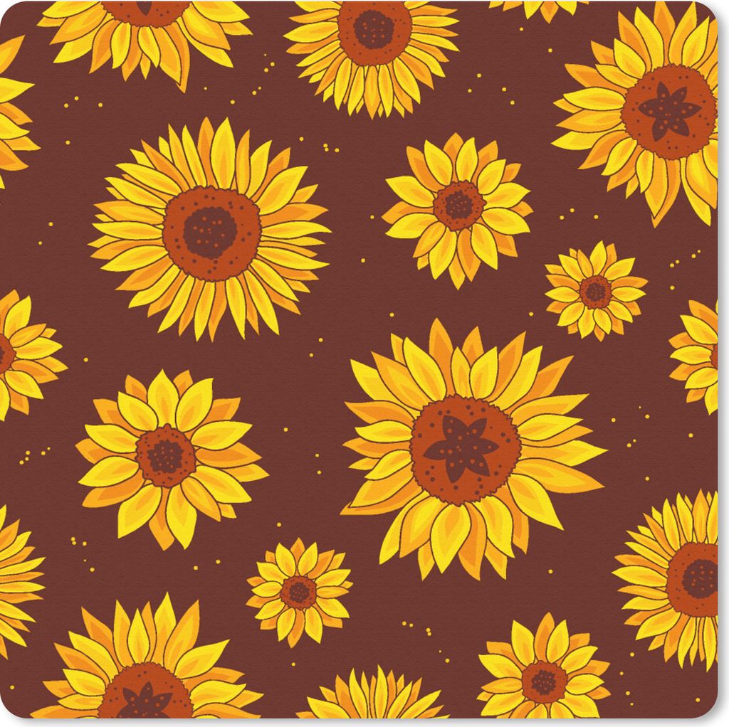 MuchoWow Mauspad Mousepad Sonnenblume - Bohème - Flora - Muster 30x30 cm - Mousepads - Maus Mat - Pad - Mausunterlage - Gaming