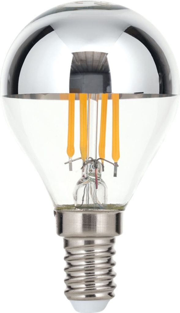 LED Kopfspiegellampe, E14, Lampe, Leuchtmittel, Ersatzglühbirne, Ersatzteil, 4 Watt, 350 Lumen, 2700 Kelvin, warmweiß, silber, dimmbar