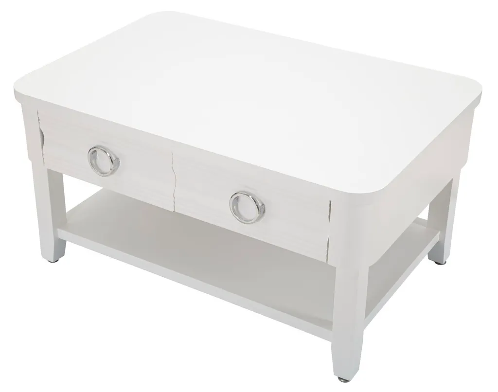 Table Basse 90cm Blanche pour Apéritifs entre Amis - Modèle Shine Chic