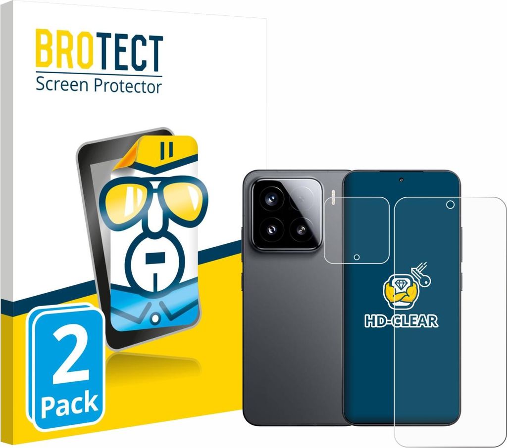 2x Für Xiaomi 15 (Display+Kamera) Schutzfolie BROTECT Displayschutz Display Schutz Folie Klar Transparent