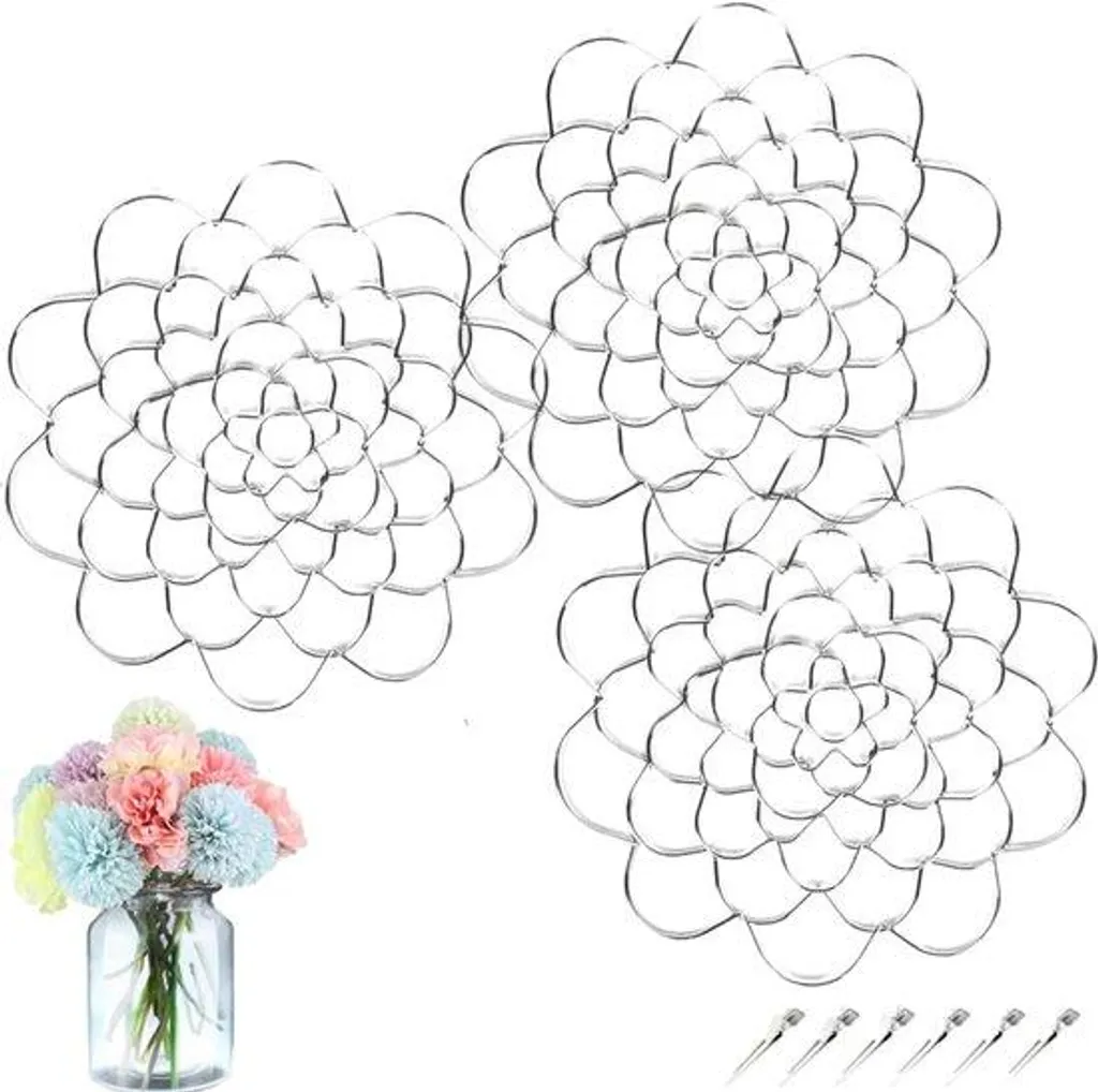 Pique-fleurs argenté 10 cm pour vase rond - Grille florale réutilisable