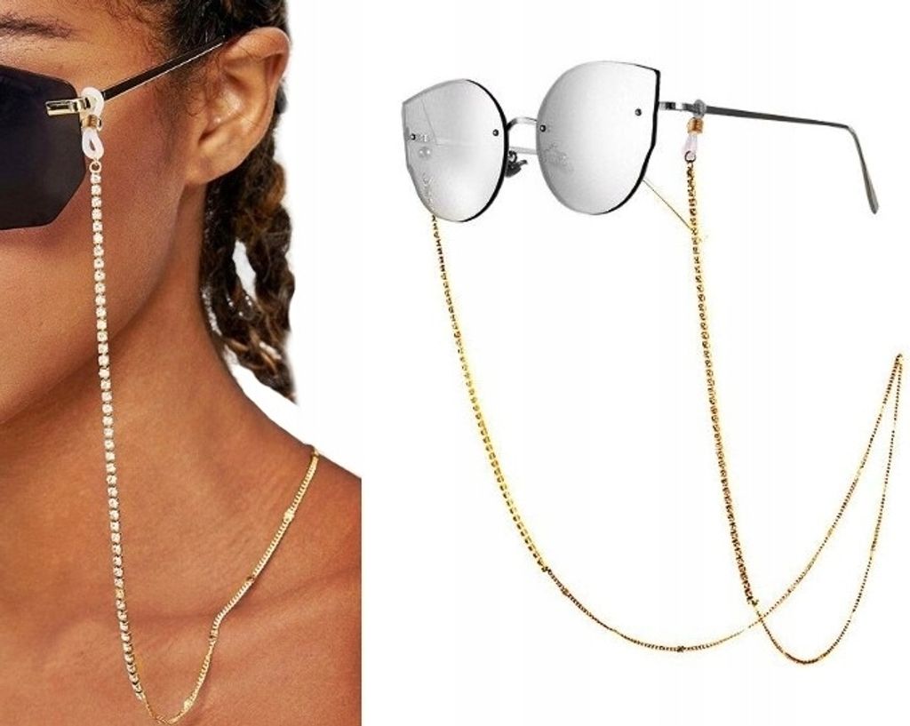 Chaîne en or pour lunettes décorée de zircon cubique, 75 Image du produit 