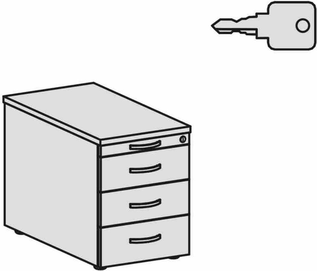 Geramöbel Rollcontainer Nußbaum 438x800x565,3 Sb.