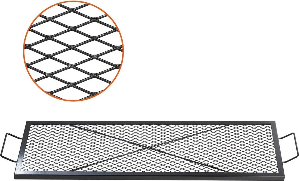 Grille de cuisson rectangulaire X-Marks en acier robuste noir 44 pouces