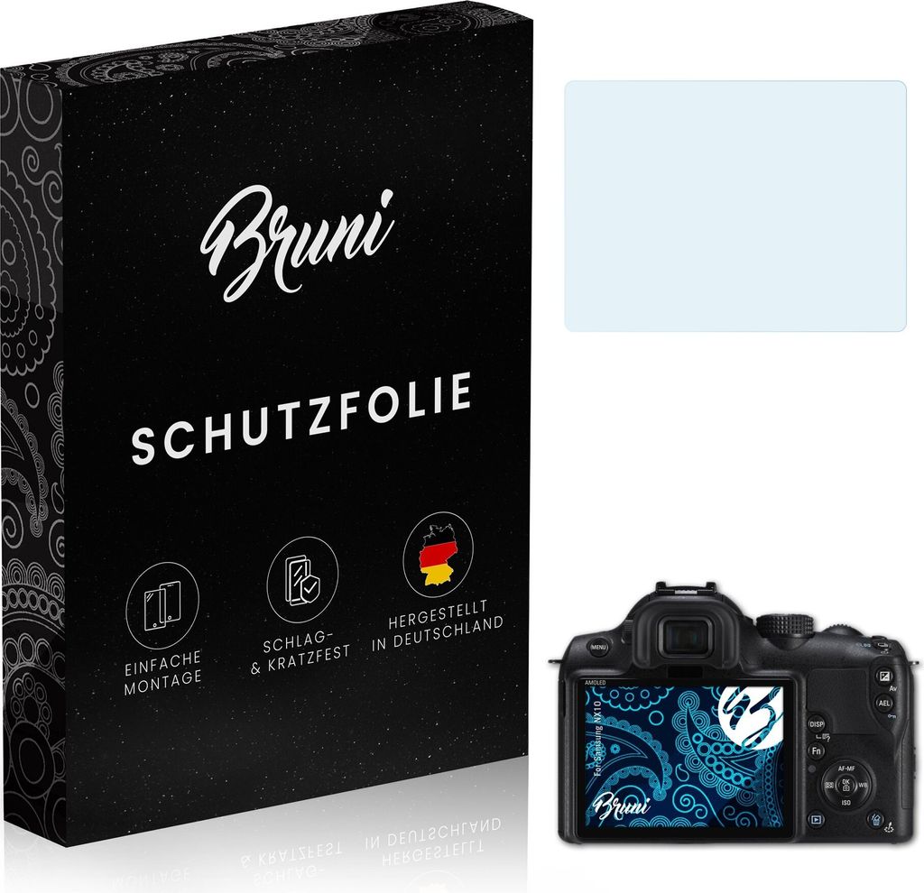 Bruni Basics-Clear 2x Schutzfolie kompatibel mit Samsung NX10 Folie