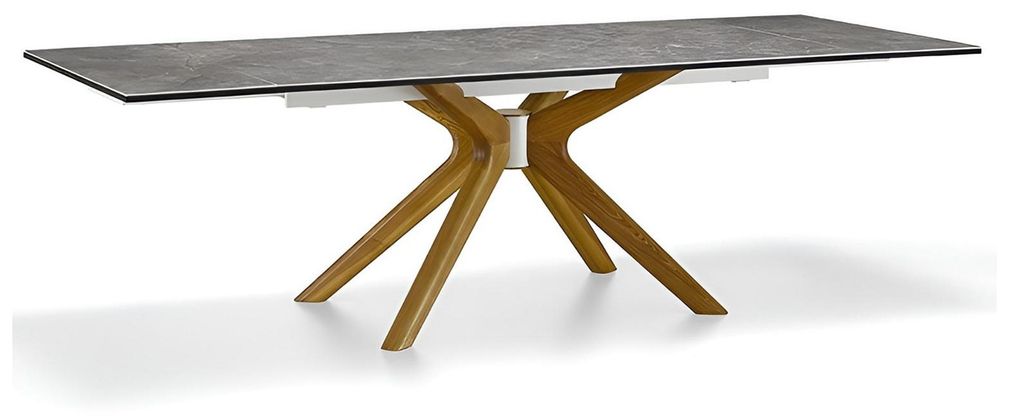 Moderner Esstisch mit elegantem Marmor und stilvollem Holzgestell