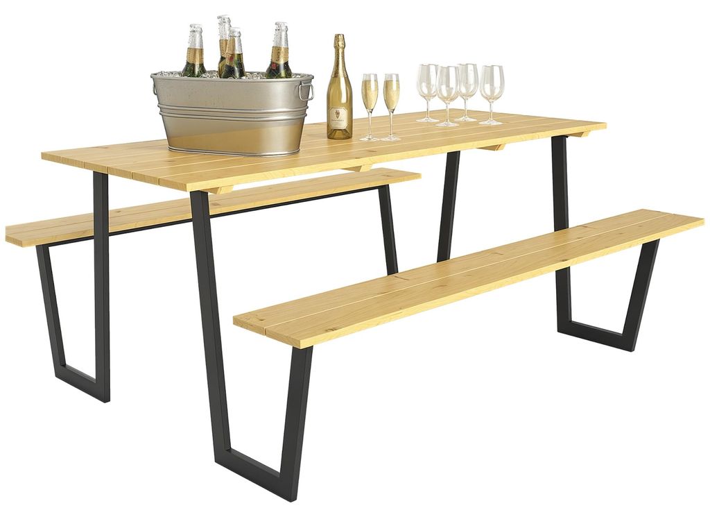 Outsunny tenda da birra in legno set 3 pezzi con tavolo da Immagine del prodotto 