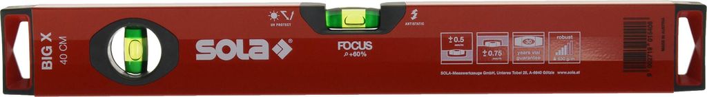 SOLA BIGX 40 - Wasserwage 40 cm - patentierte SOLA-FOCUS Produktbild 