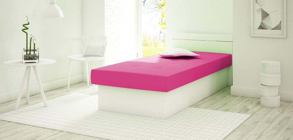 KIER FURNITURE Berta BIS Sofa Bed - Einzelbett – Weiß + Rosa Stoff