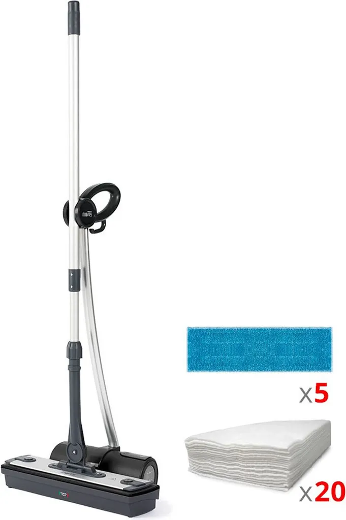Polti Moppy Black Premium, scopa a vapore, 0,7 l, alluminio, nero, 1,8 m, CE, 1500 W