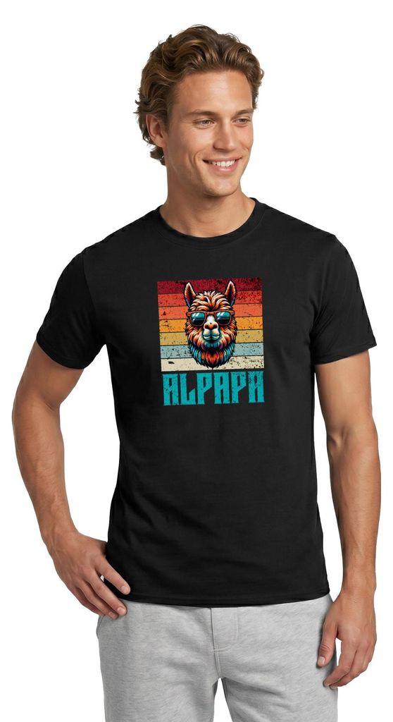 Spreadshirt Alpapa Cooles Lama Papa Männer T-Shirt, XL, Schwarz