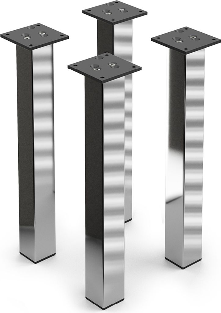 4er Set sossai Aluminium Möbelfüße 400mm in Chrom Schrankfüße Sockelfüße