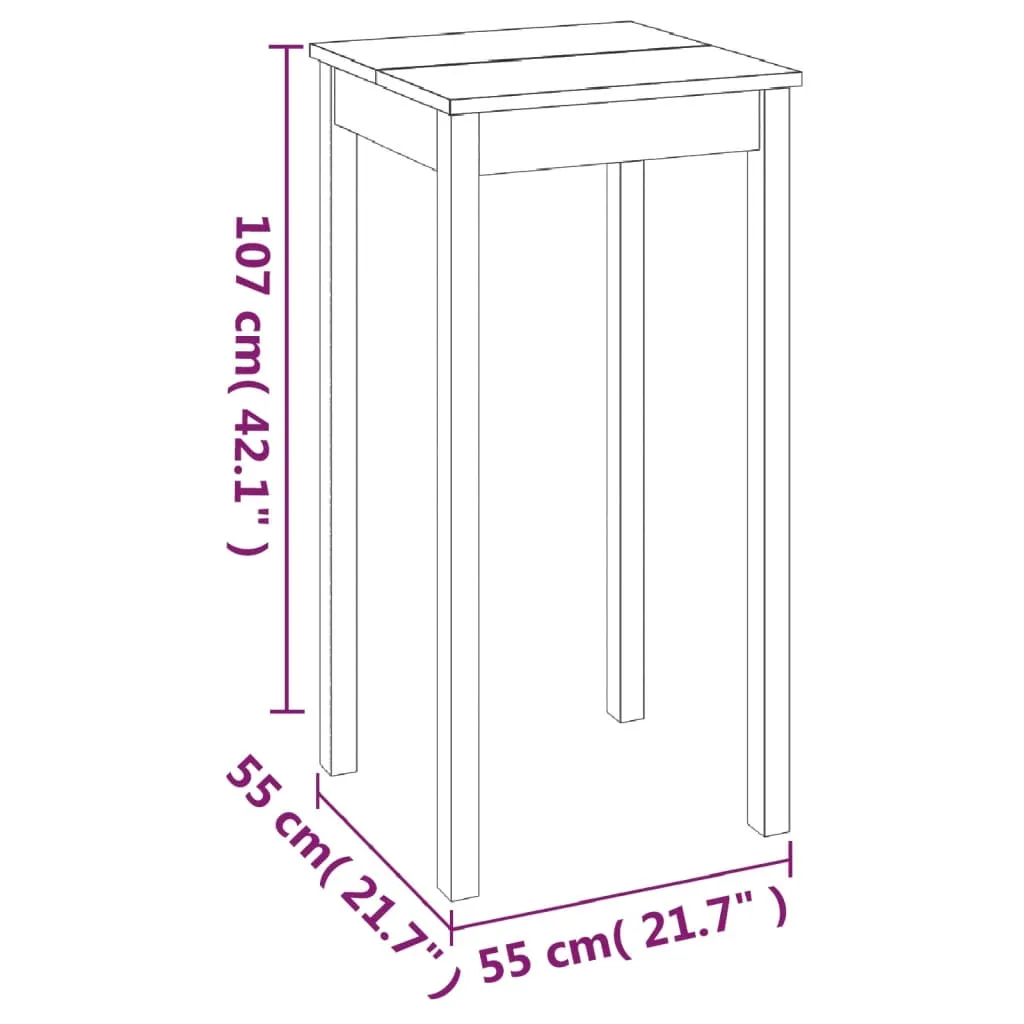 Table de bar design noir mat 55x55x107 cm - Finition MDF résistante