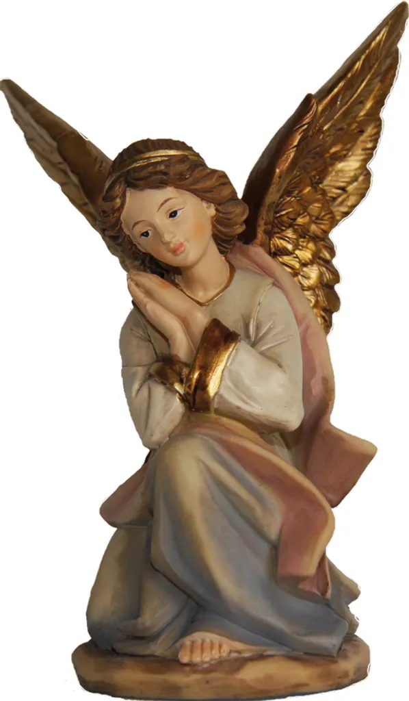 FADEDA – 4 Angeli Musicali In Ghisa Effetto Legno Per Presepe, Dipinti A Mano, Altezza 5 Cm, Decorazioni Natalizie