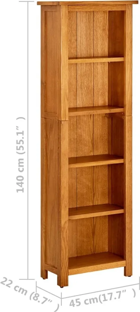 Bibliothèque étroite chêne massif pour ranger petits espaces 45cm - 5