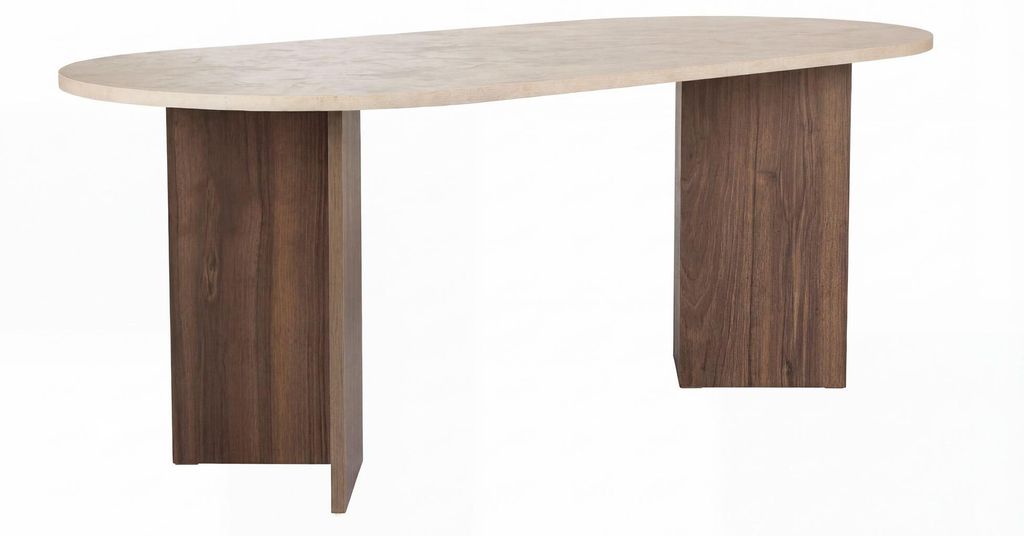 Esstisch aus Holz "Sabella" - 200 x 90 x 75 cm - Travertin Produktbild 