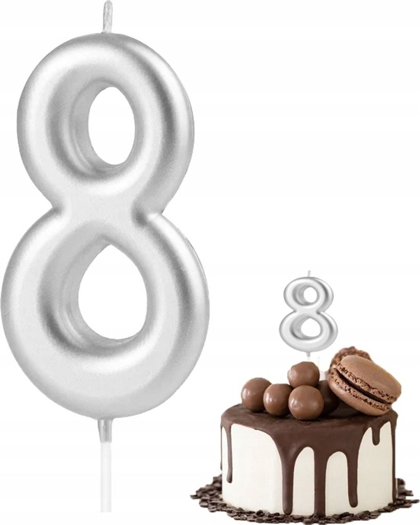 Geburtstag Kerze Nummer 8 Silber Metallic Für Geburtstagsparty