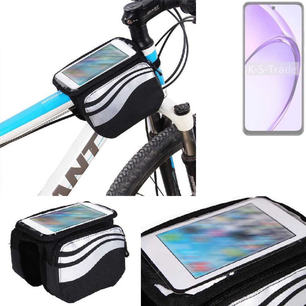 K-S-Trade Rahmentasche Fahrrad-Halterung kompatibel mit Oppo A3x PKD130 Rahmenhalterung Fahrrad Handyhalterung Fahrradtasche Handy Smartphone