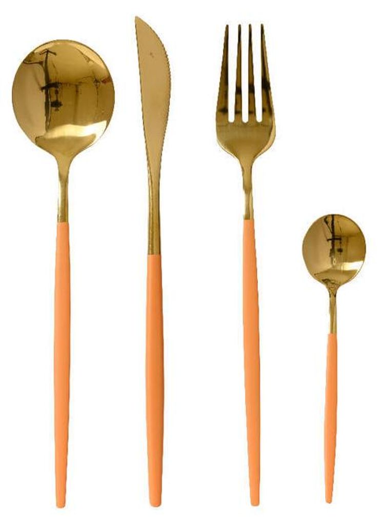 SET 16 pezzi di posate, arancione/oro, KSD Immagine del prodotto 
