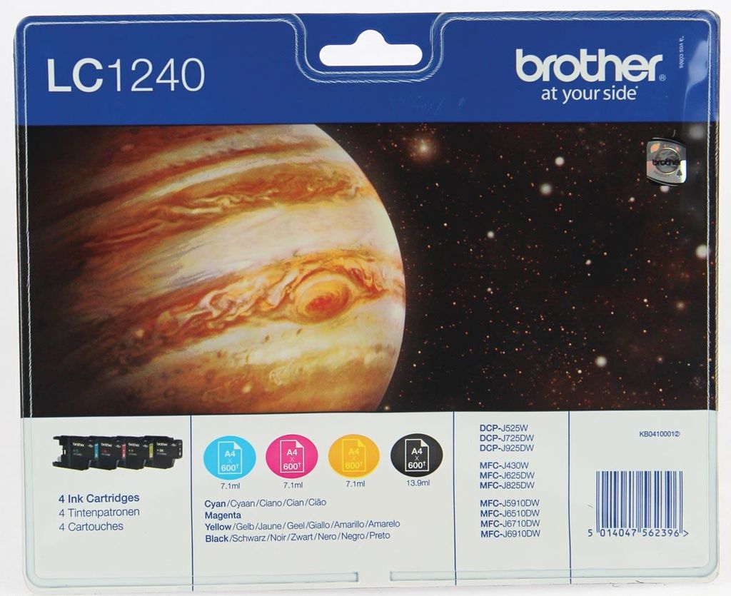 Brother LC1240 Value Pack - 4 sztuki - czarny, żółty, Zdjęcie produktu 